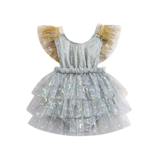 KMK - Sleeveless Star Tulle Romper Dress