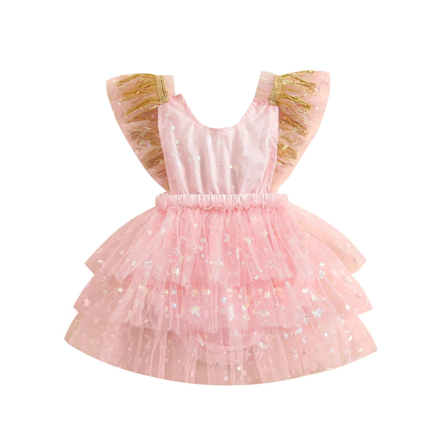 KMK - Sleeveless Star Tulle Romper Dress