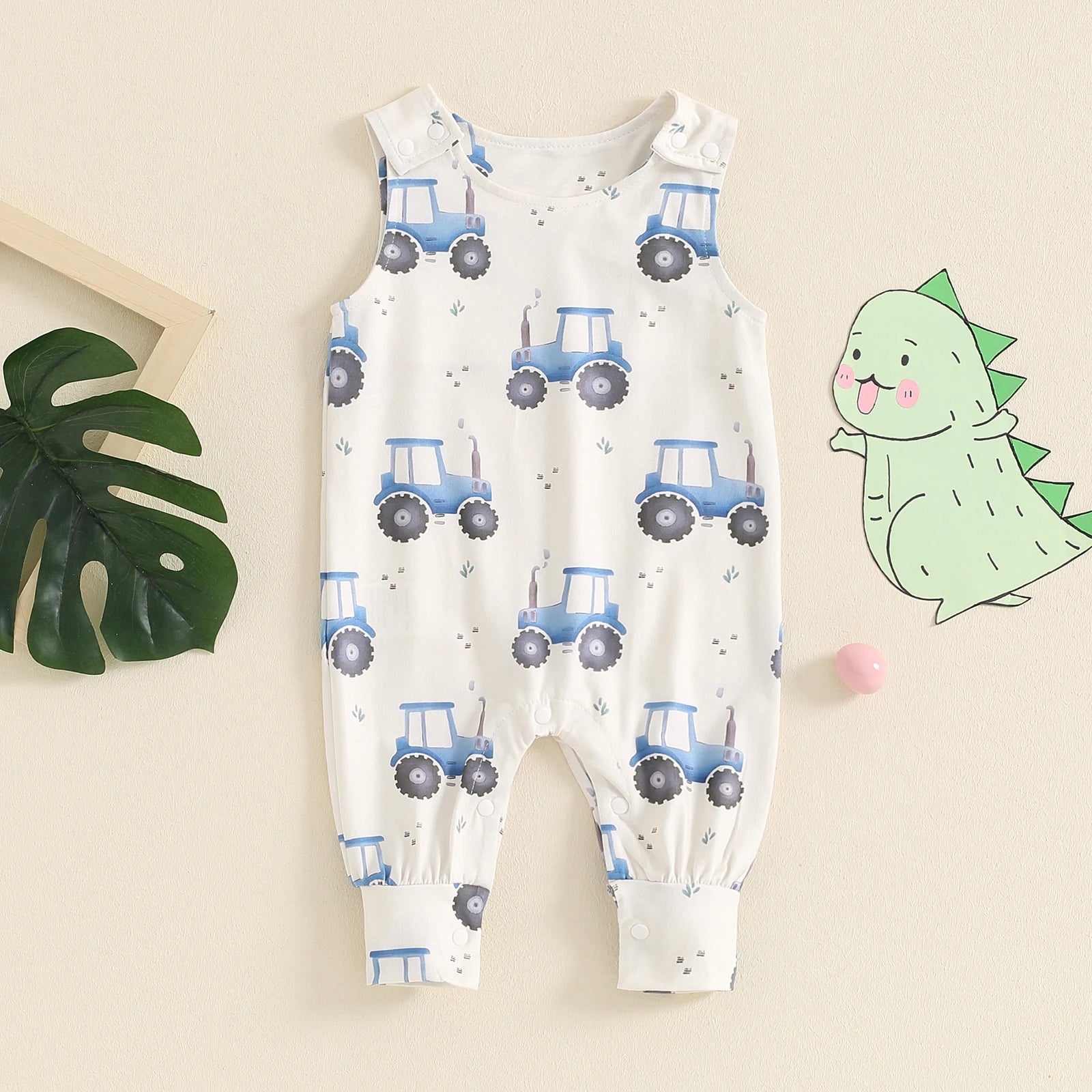 KMK - Sleeveless Tractor Print Romper