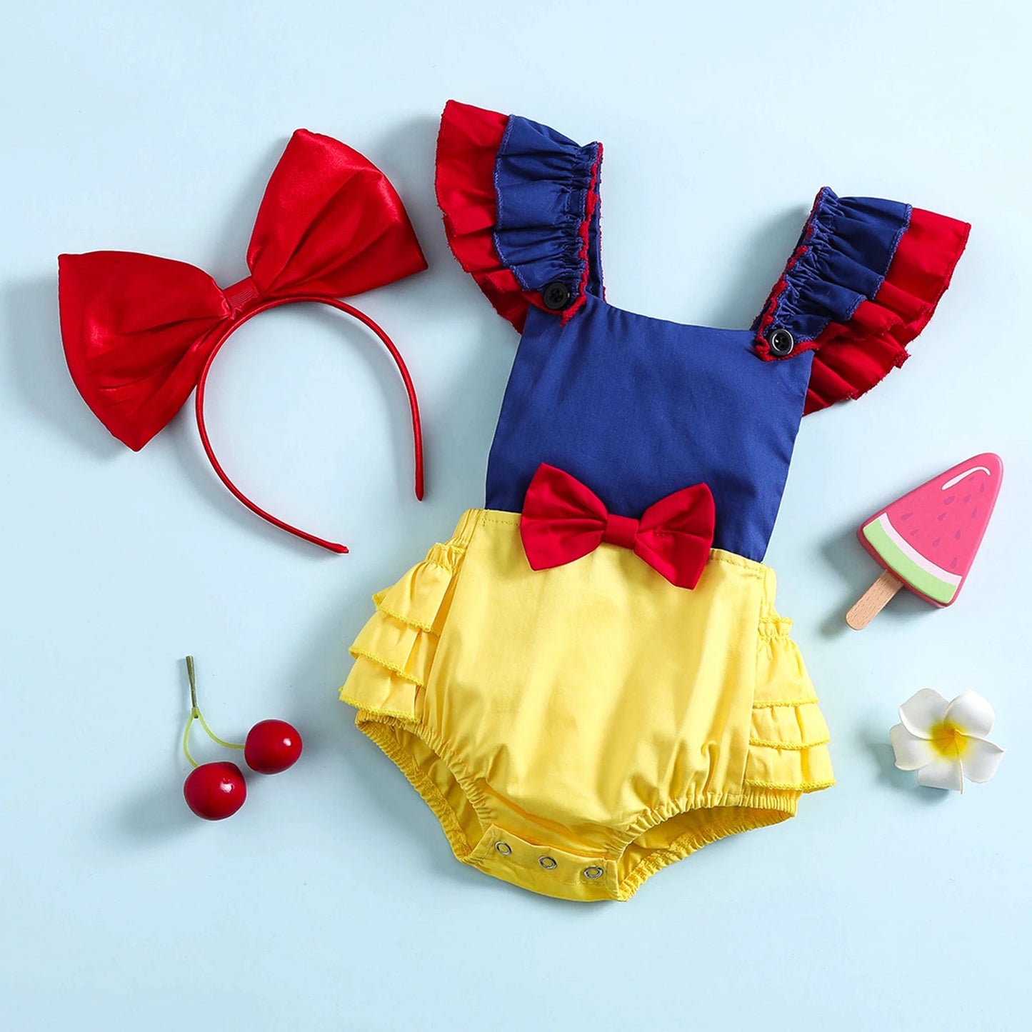 KMK - Snow White Princess Romper + Headband