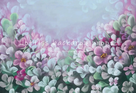 KMK - Snowy Flower Garden Backdrop