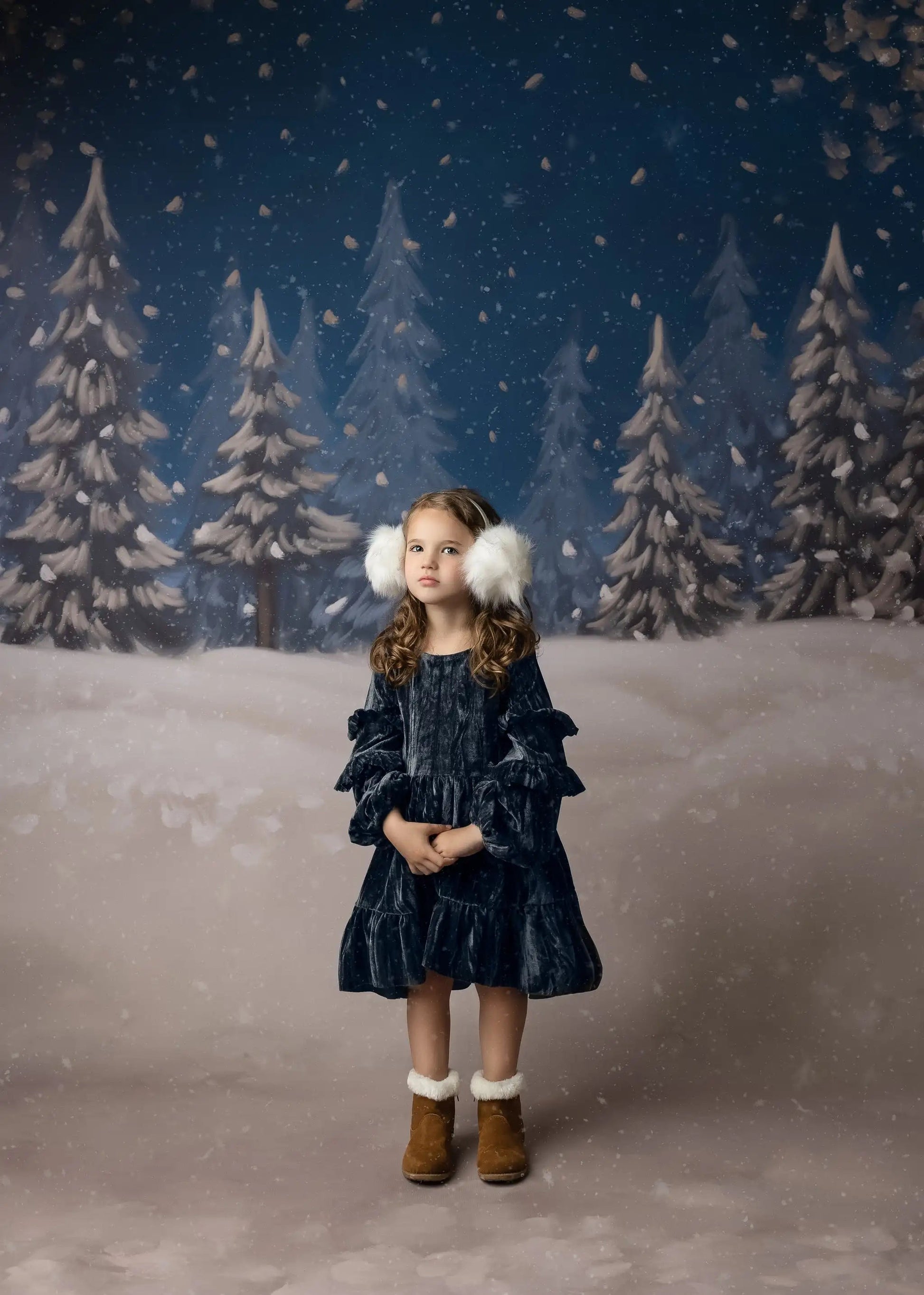 KMK - Snowy Forest Christmas Backdrop