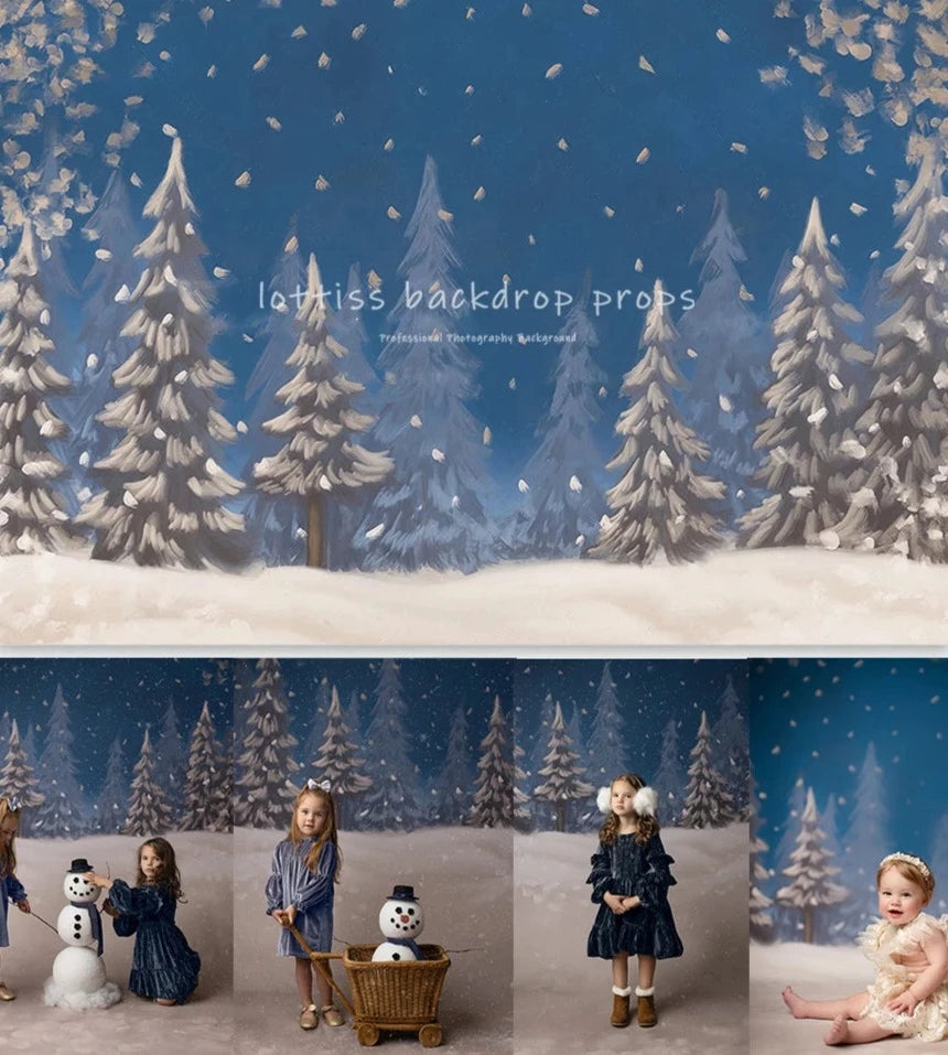 KMK - Snowy Forest Christmas Backdrop