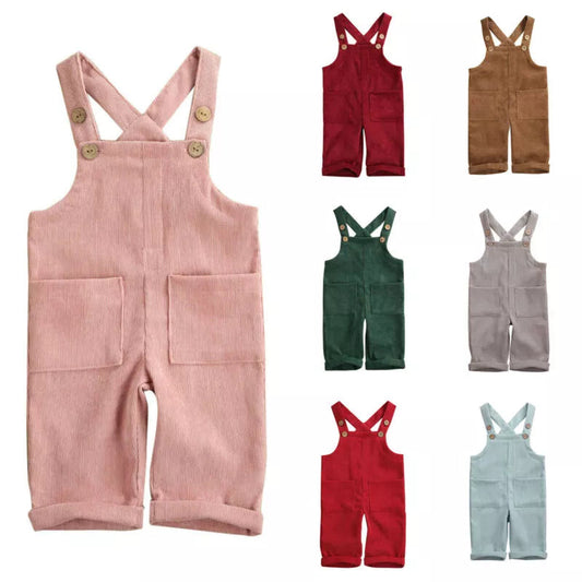 KMK - Soft Plain Coloured Corduroy Overalls