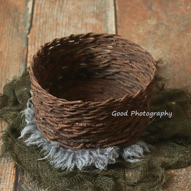 KMK - Solid wood natural rattan basket