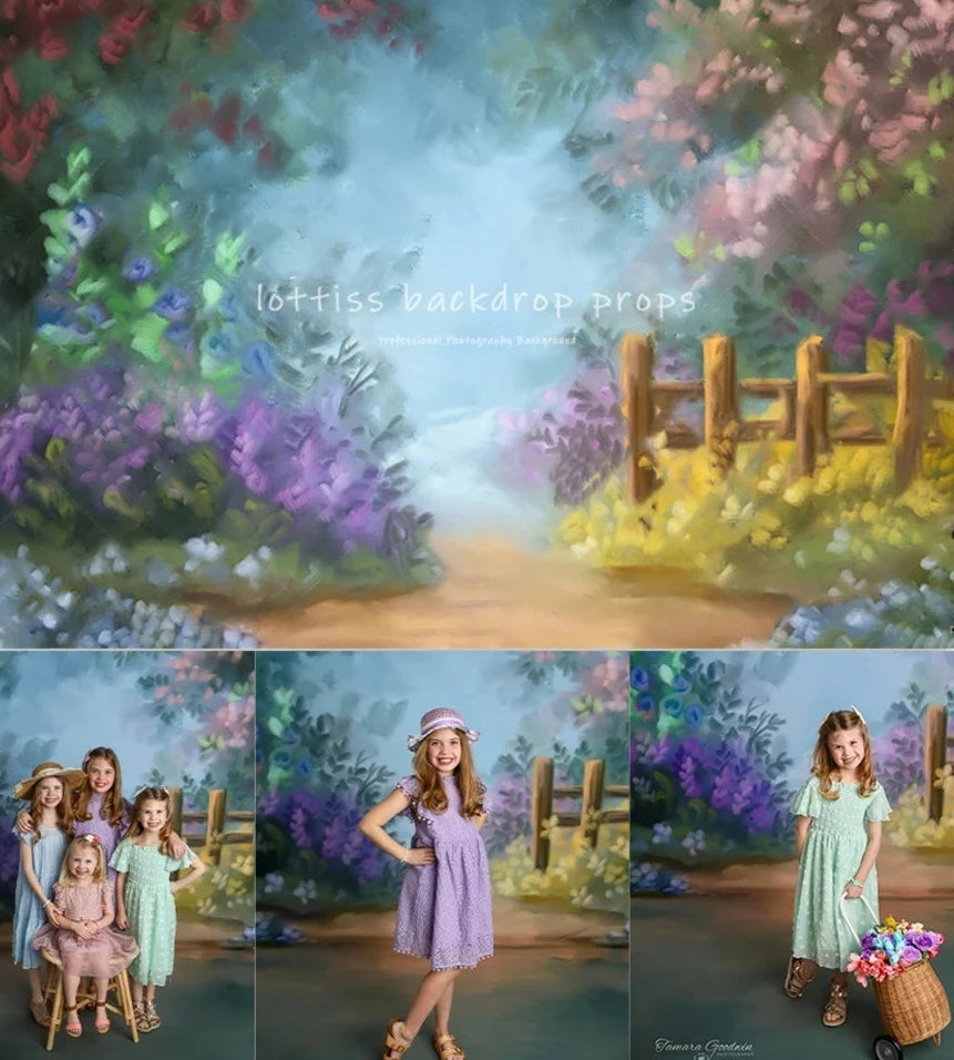 KMK - Spring Floral Garden Path Backdrop