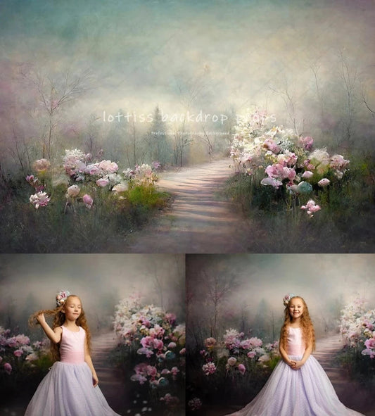 KMK - Spring Floral Garden Path Backdrop