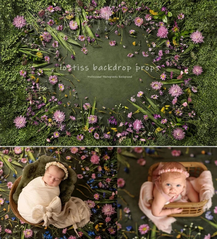 KMK - Spring Floral Garden Wreath Backdrop