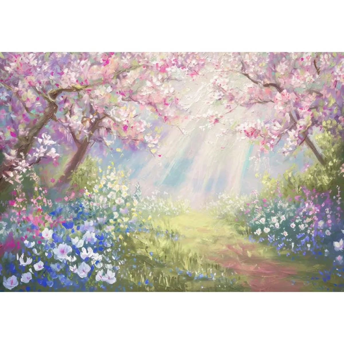 KMK - Spring Flower Garden Poly Photography Backdrop