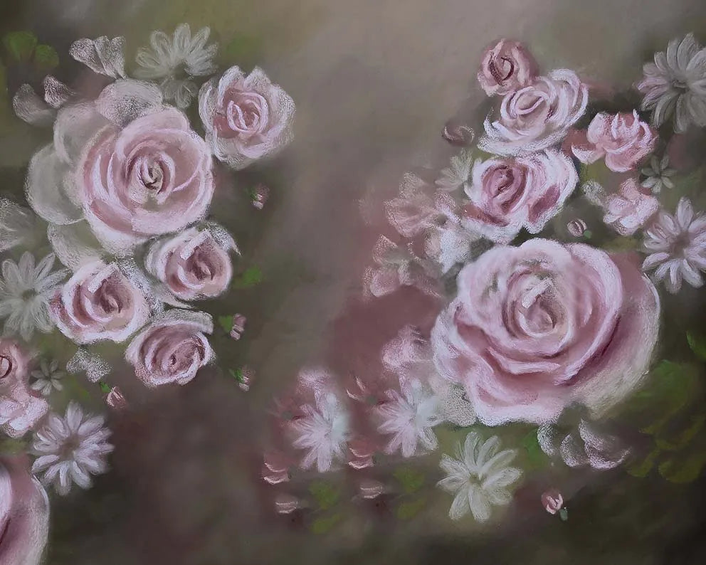 KMK - Spring Pink Flowers Painting Backdrop