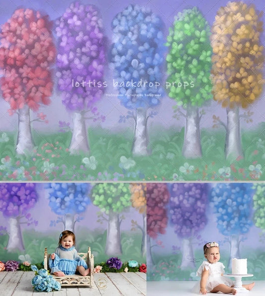 KMK - Spring Rainbow Trees Backdrop