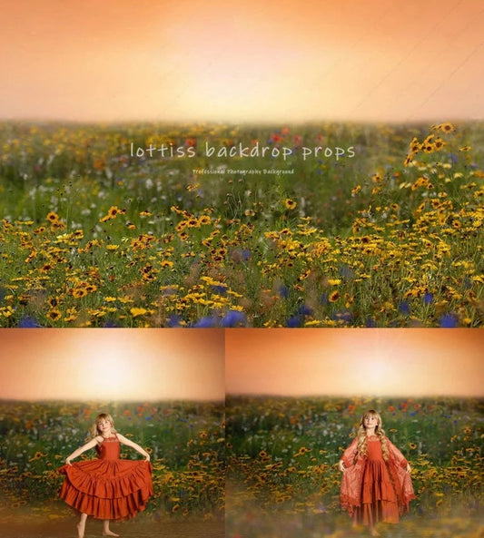 KMK - Spring Rural Flower Fields Backdrop