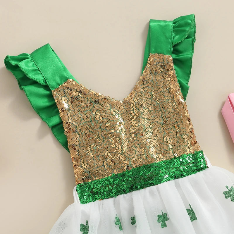 KMK - St. Patrick's Sequin Clover Tutu Romper