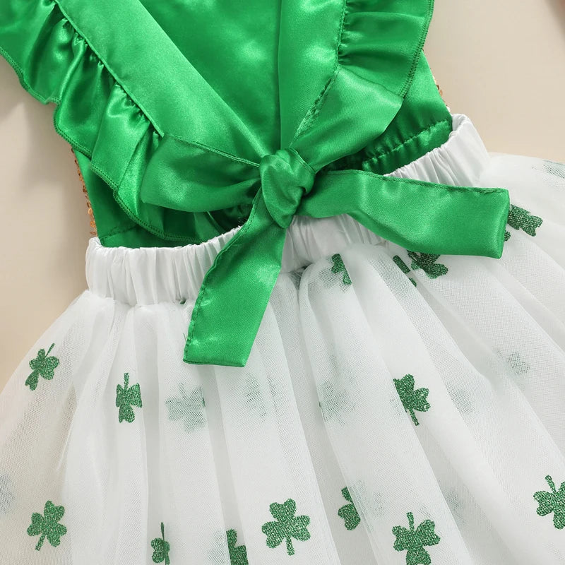 KMK - St. Patrick's Sequin Clover Tutu Romper