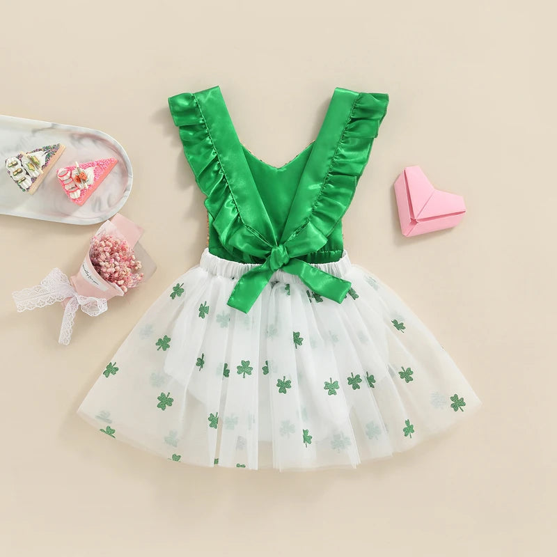 KMK - St. Patrick's Sequin Clover Tutu Romper