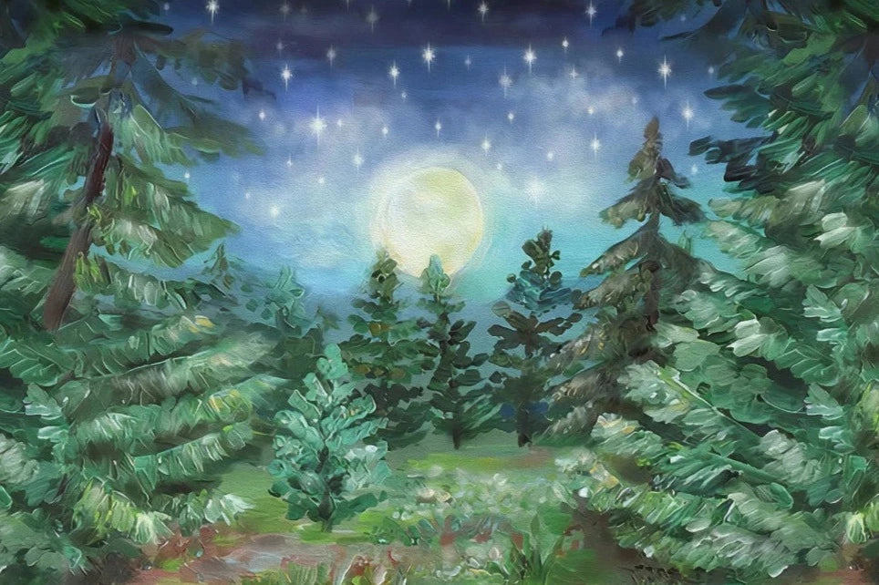 KMK - Starry Night PineTree Forest Backdrop