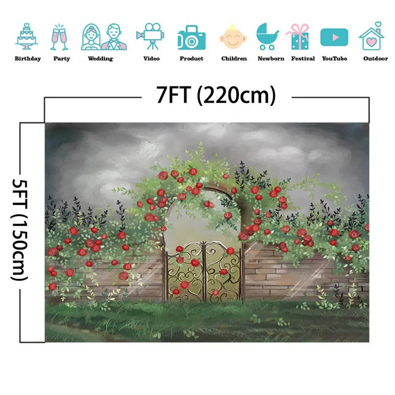 KMK - Stormy Apple Garden Gate Backdrop