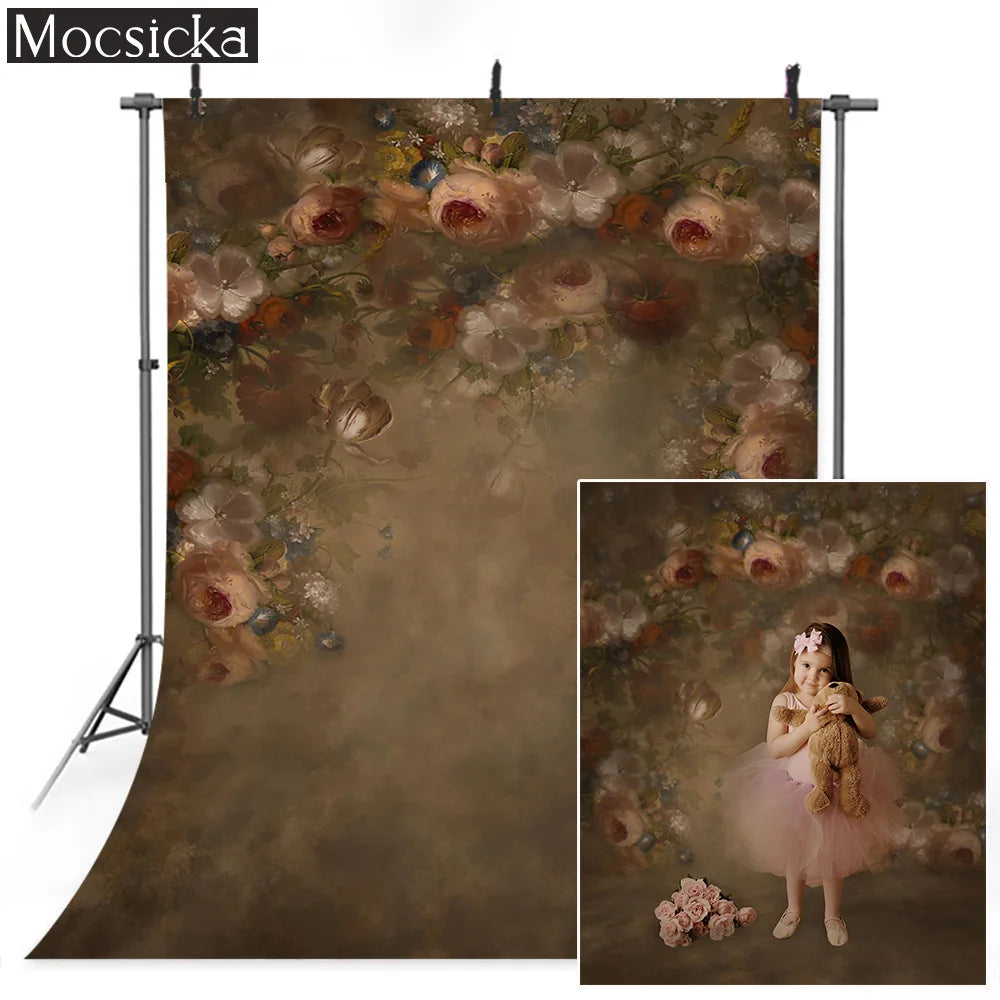 KMK - Stormy Brown Floral watercolour backdrop