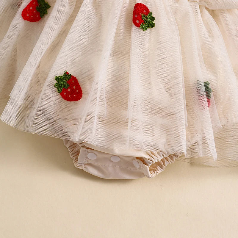 KMK - Strawberry Embroidery Mesh Romper Dress