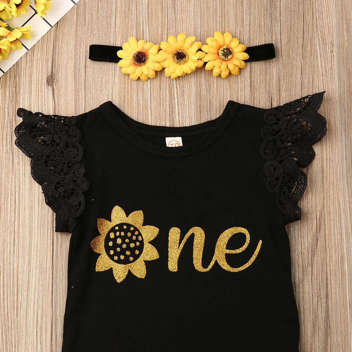 KMK - Sunflower Romper + Tutu + Headband