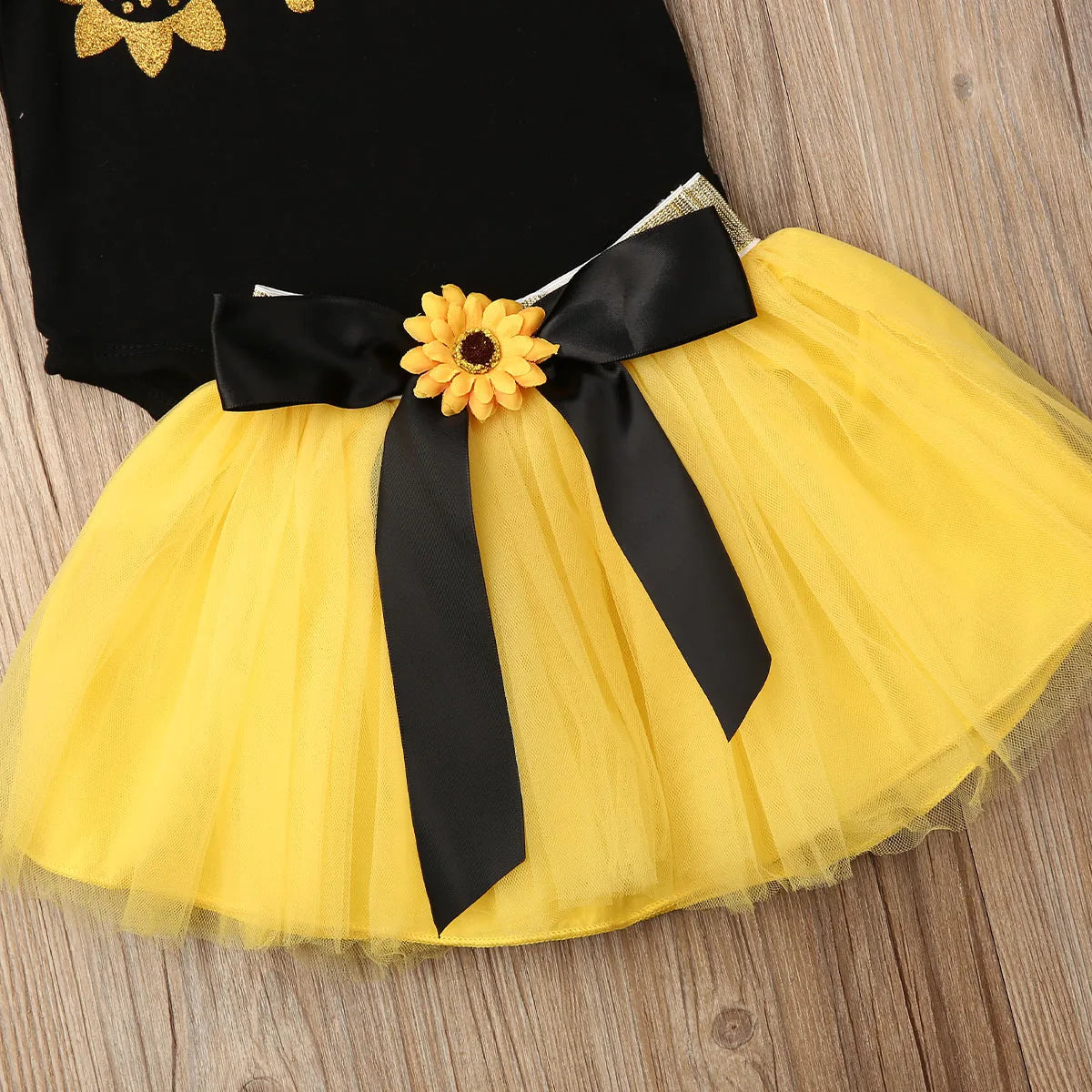 KMK - Sunflower Romper + Tutu + Headband