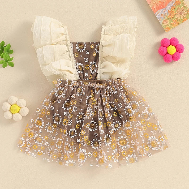 KMK - Sunflowers Tulle Romper Dress