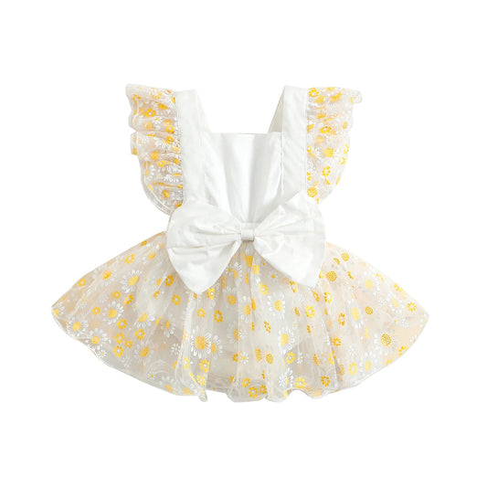 KMK - Sunflowers/Tie-Dye Printed Lace Tutu Romper