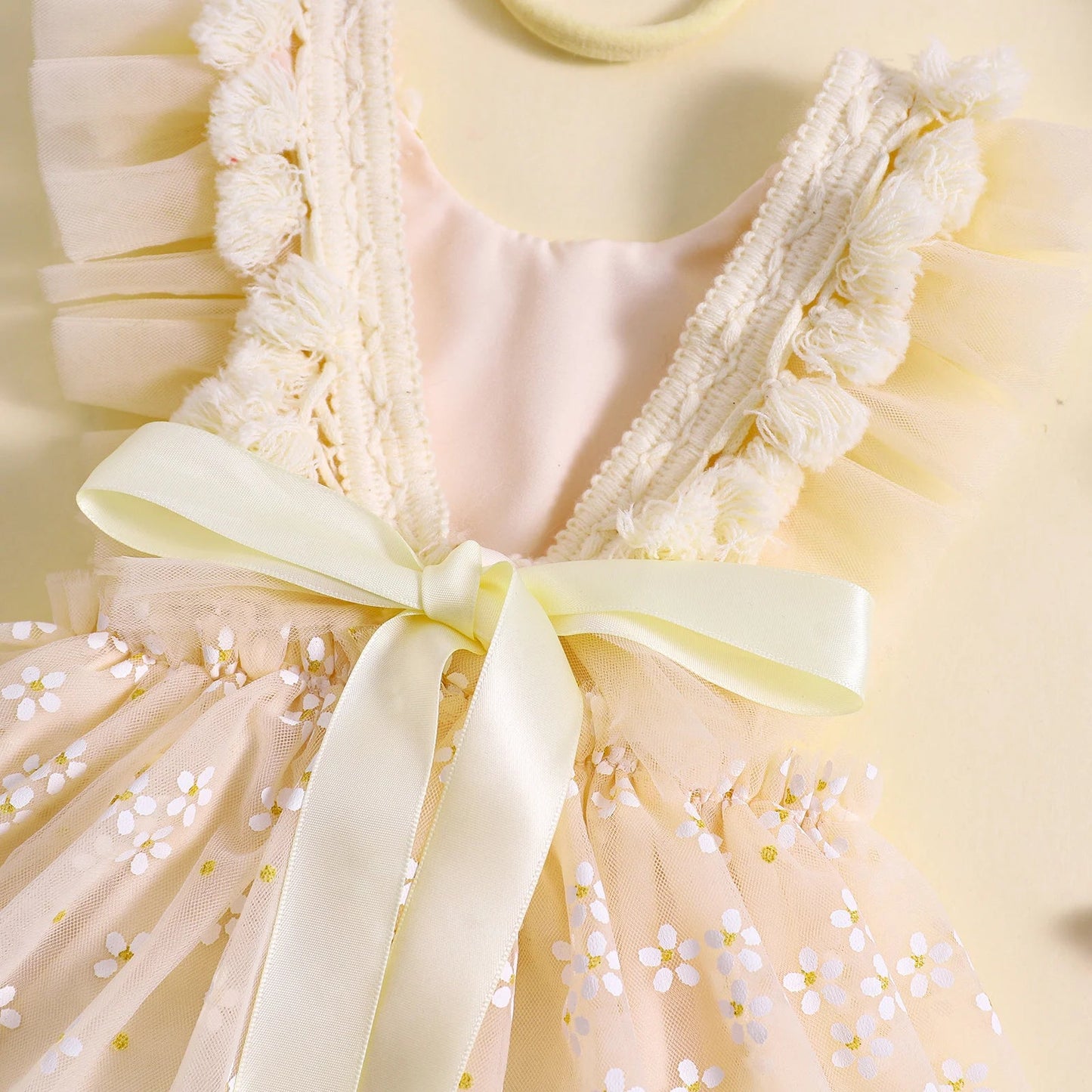 KMK - Tulle Daisy Romper Dress + Headband