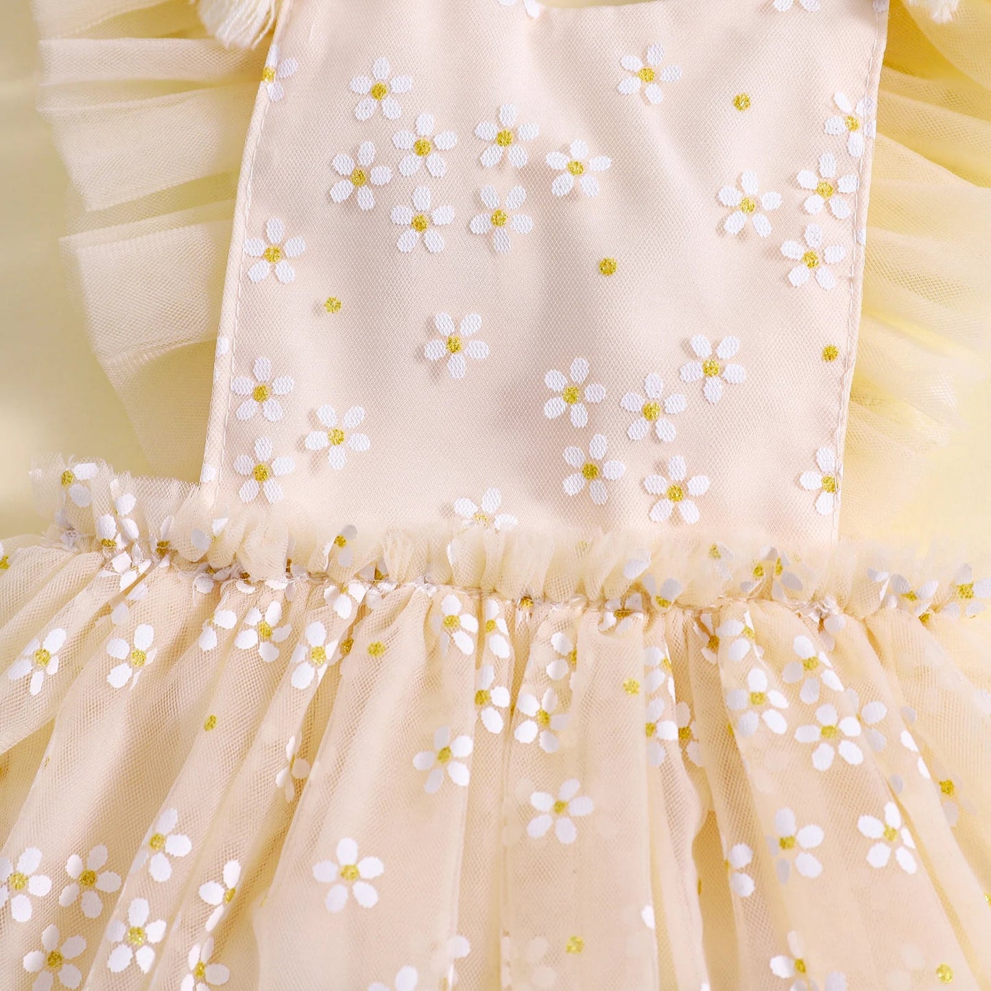 KMK - Tulle Daisy Romper Dress + Headband