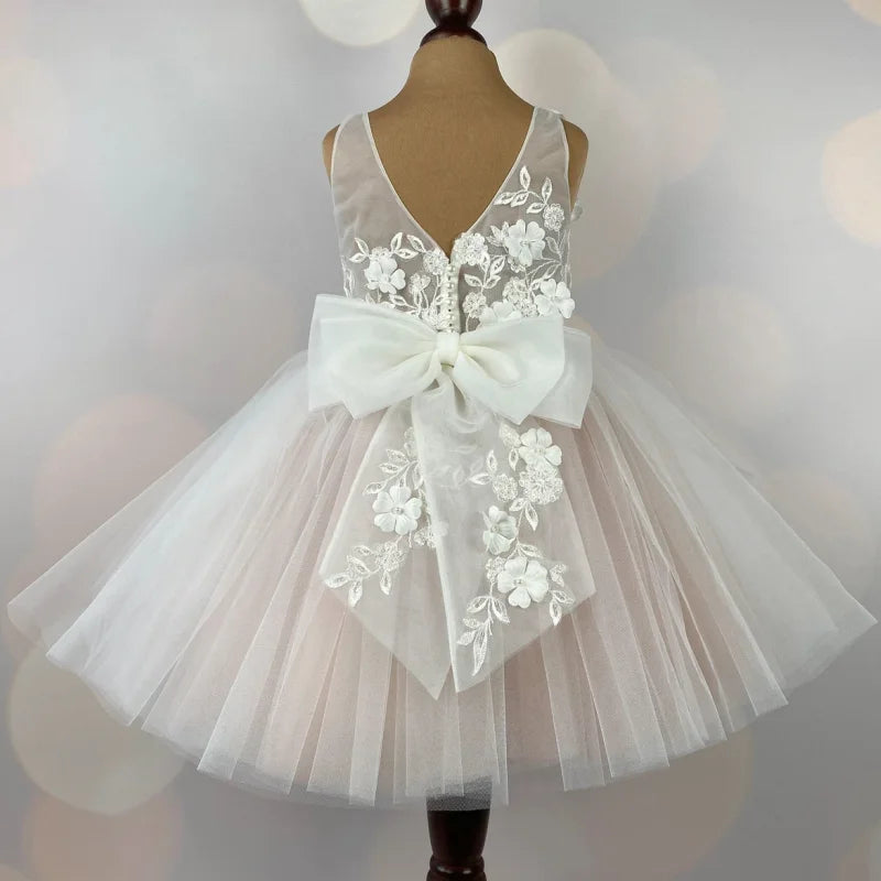 KMK - Tulle Flower Dress Pink/White