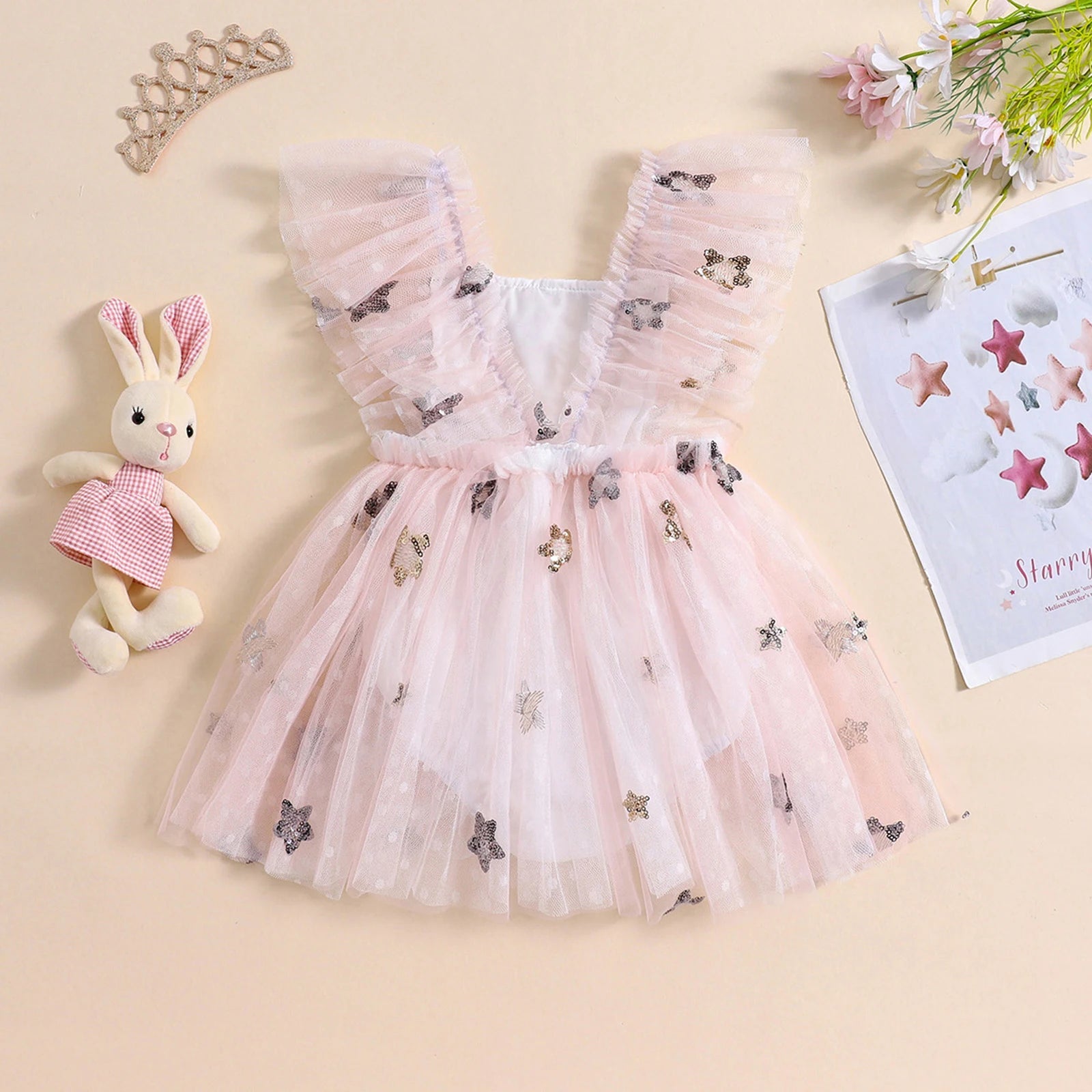 KMK - Tulle Sequins Romper Dress