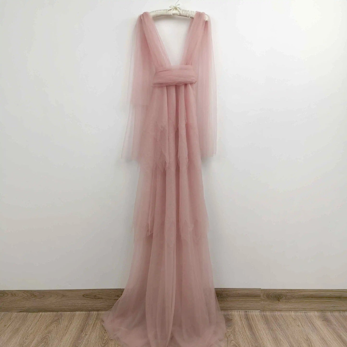 KMK - Tulle V- Maternity Maxi Long Voile Gown