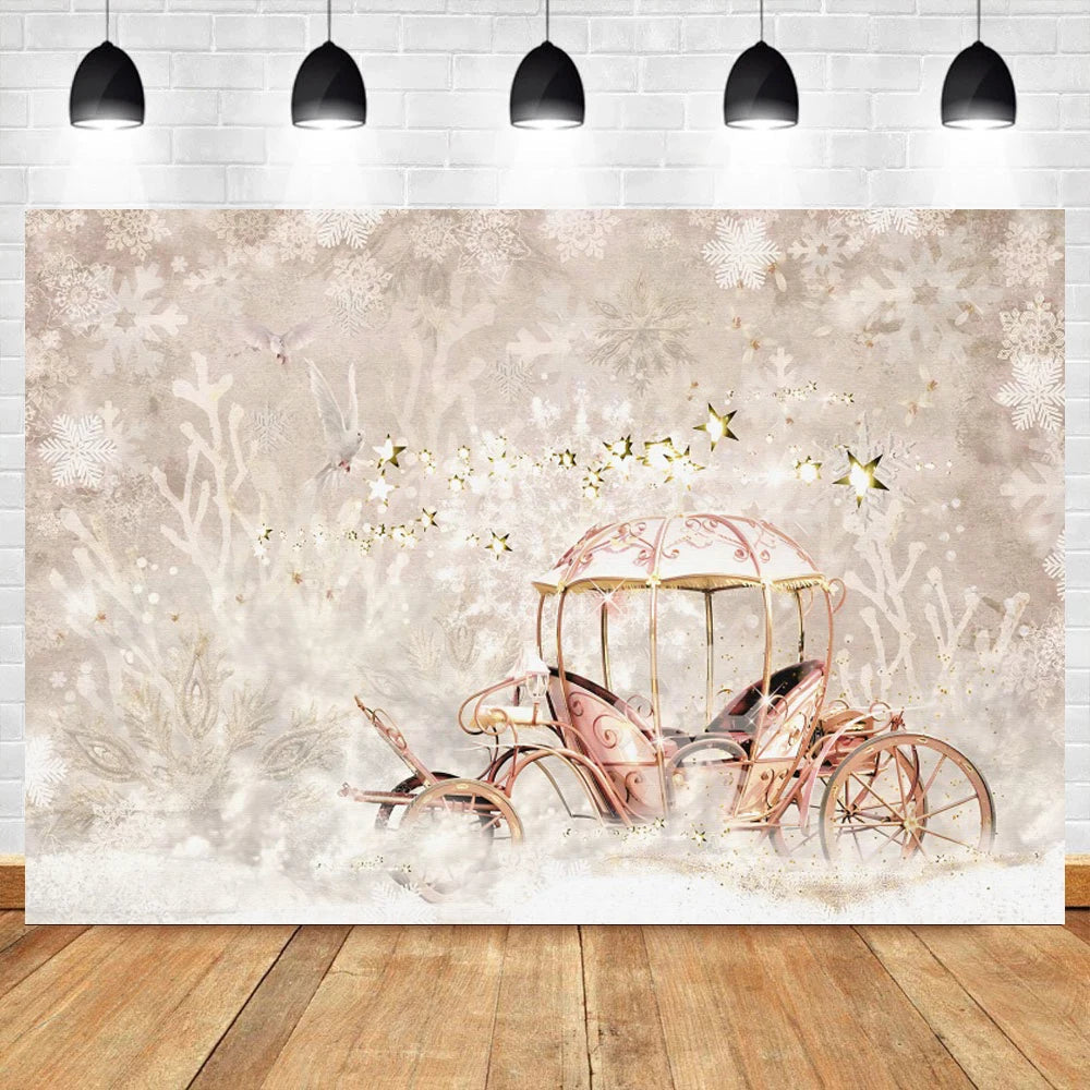 KMK - Unicorn Carriage Glitter Photography Backdrop