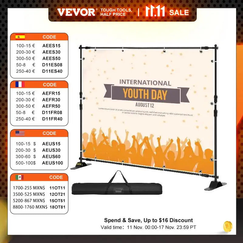 KMK - VEVOR 3x2.4M Backdrop Background Stand Adjustable