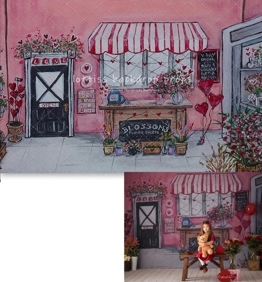 KMK - Valentine Day Flower Shop Backdrop