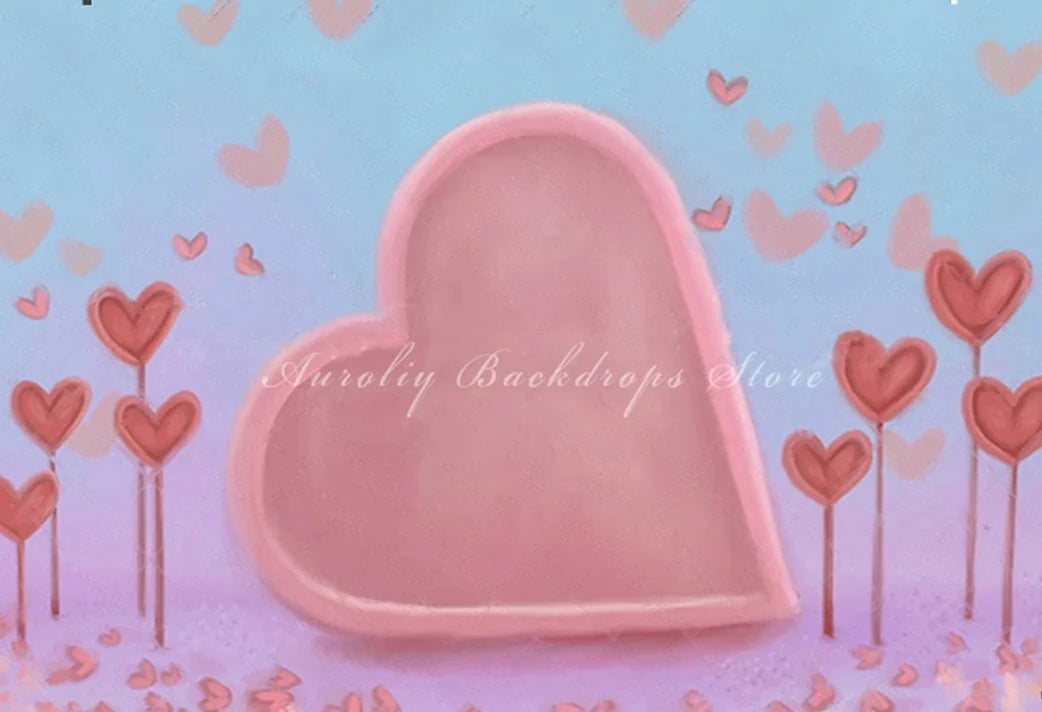 KMK - Valentine Day Pink Hearts Backdrop