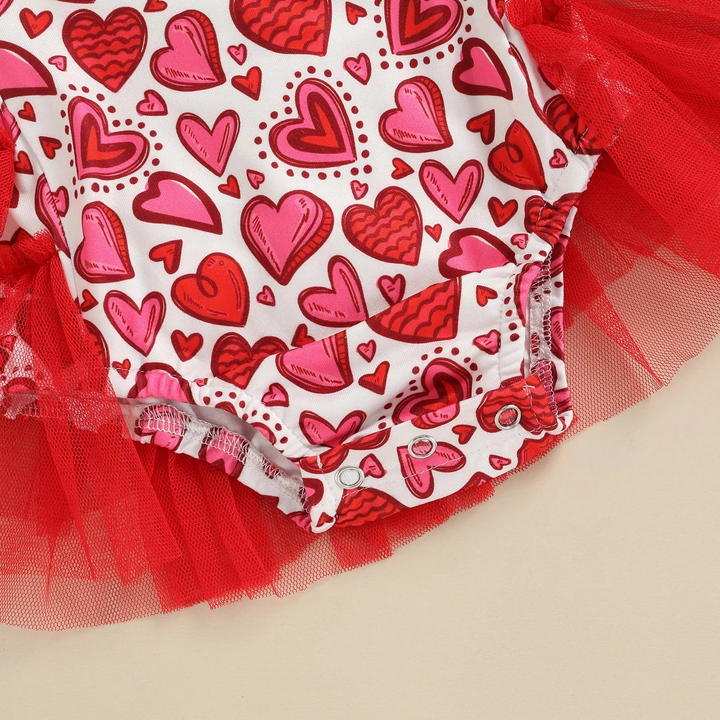 KMK -Valentines Heart Lace Romper