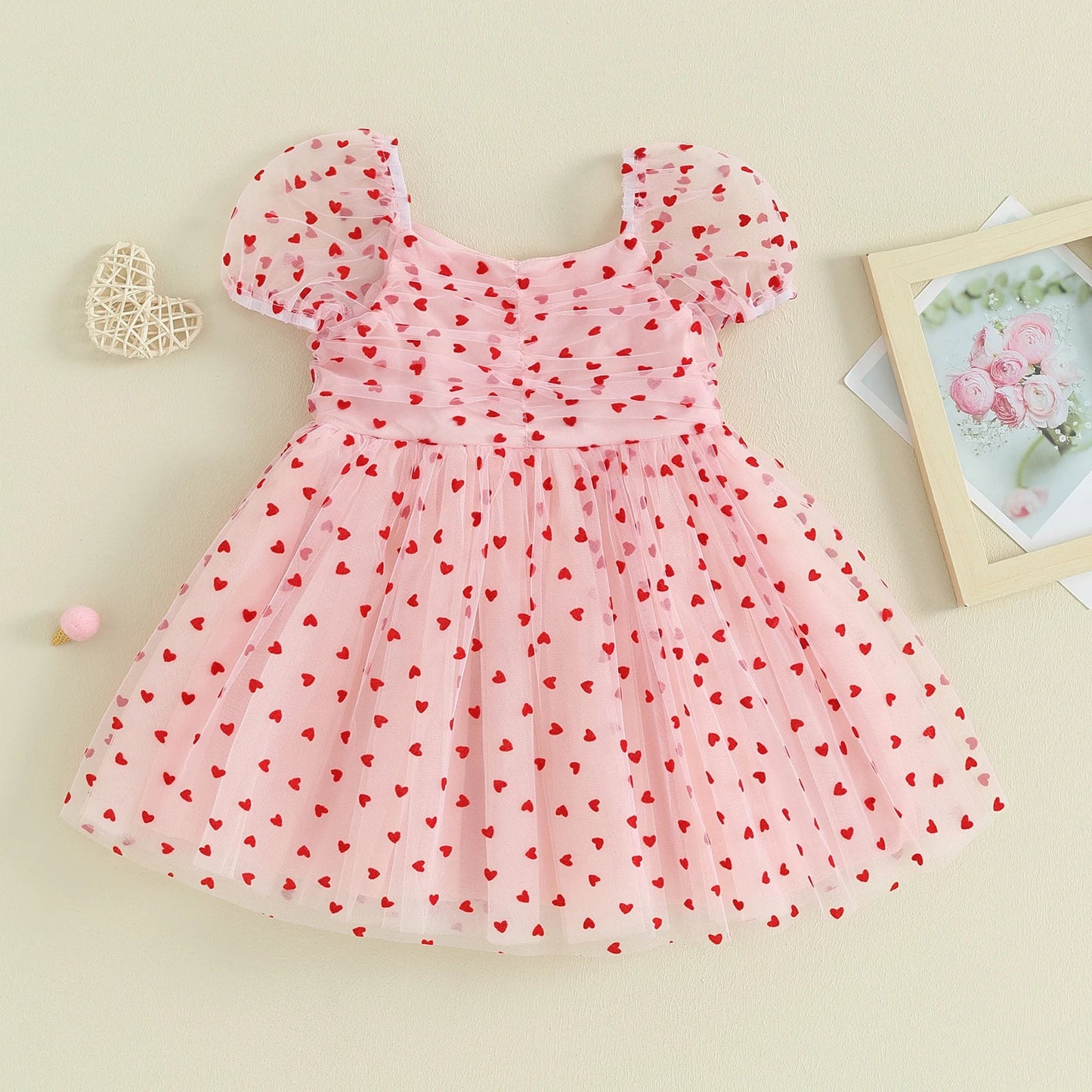 KMK - Valentine’s Heart Print Tulle Dress