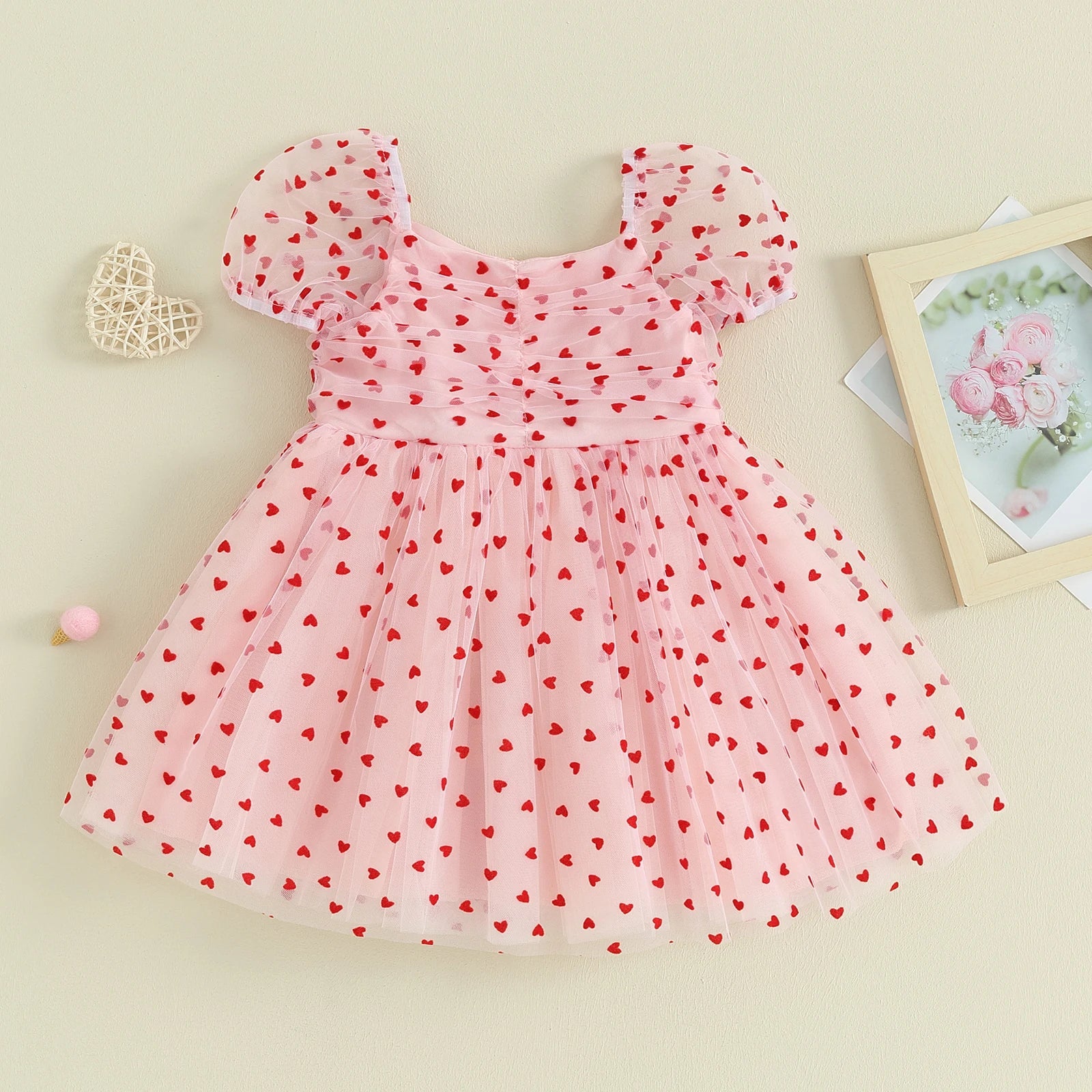 KMK - Valentine’s Heart Print Tulle Dress