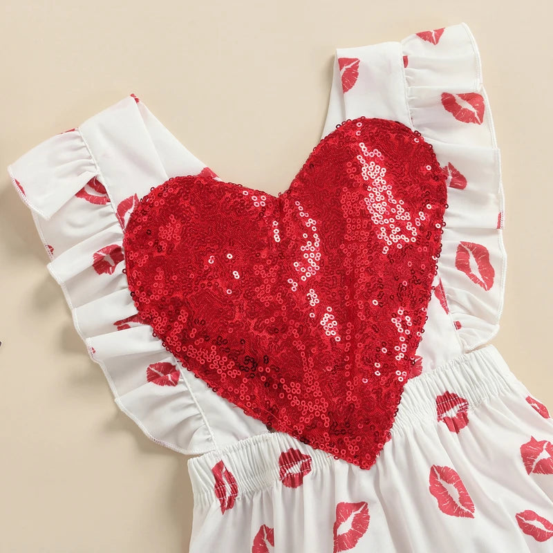 KMK - Valentines Sleeveless Heart Sequin Romper