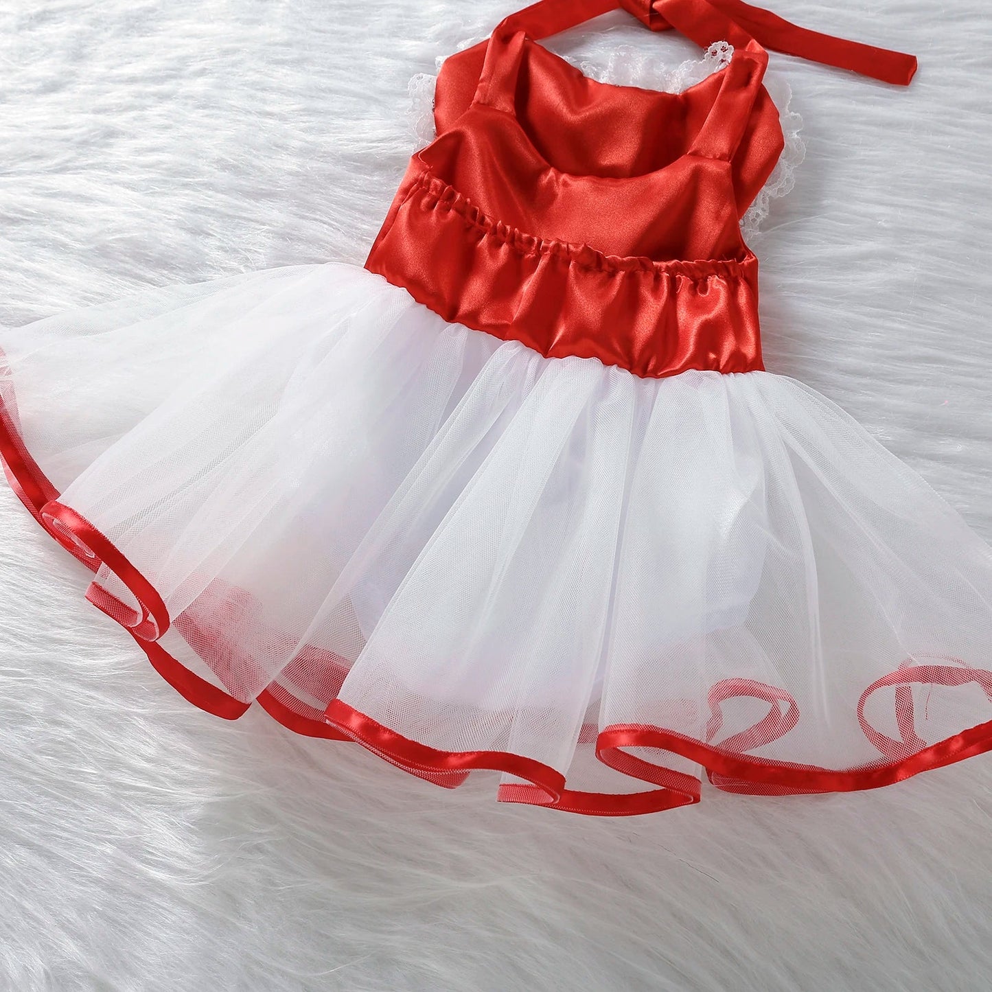 KMK - Valentines Sleeveless Heart Sequins Tutu Romper Dress