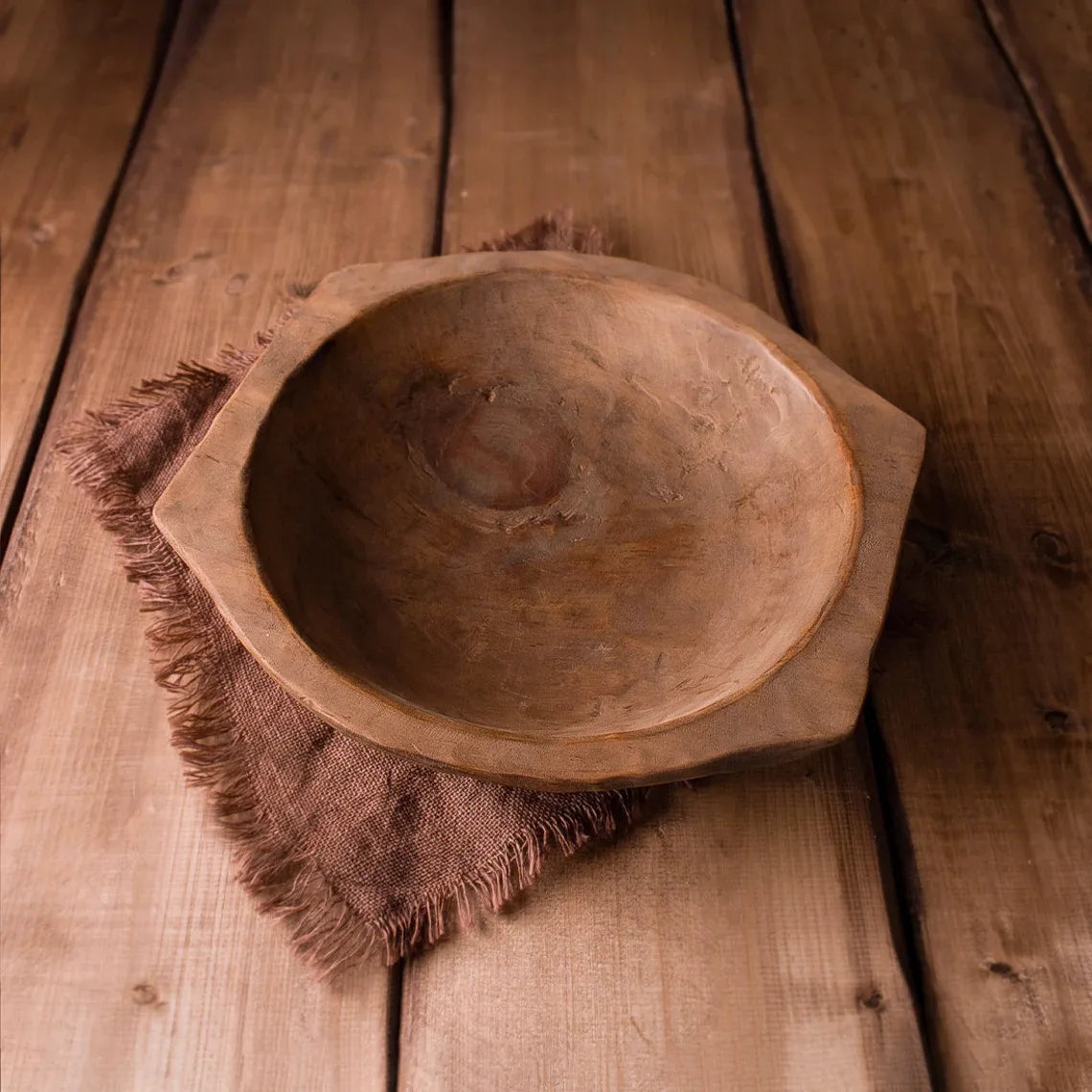 KMK - Vintage Round Wooden Basin Prop