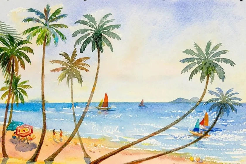 KMK - Watercolour Palm Beach Backdrop