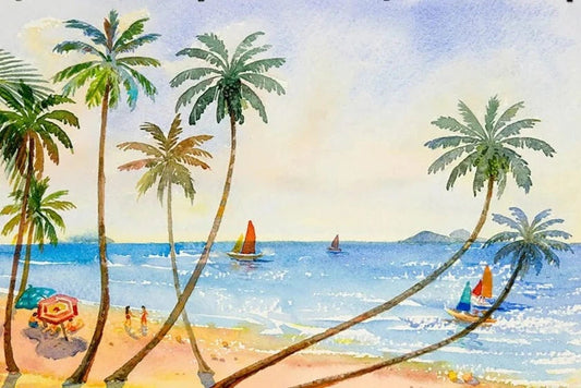 KMK - Watercolour Palm Beach Backdrop