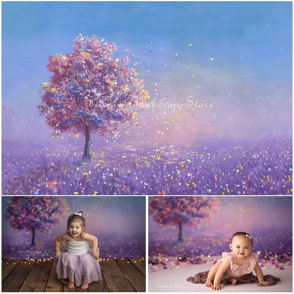 KMK - Watercolour Purple Lavender Field Backdrop