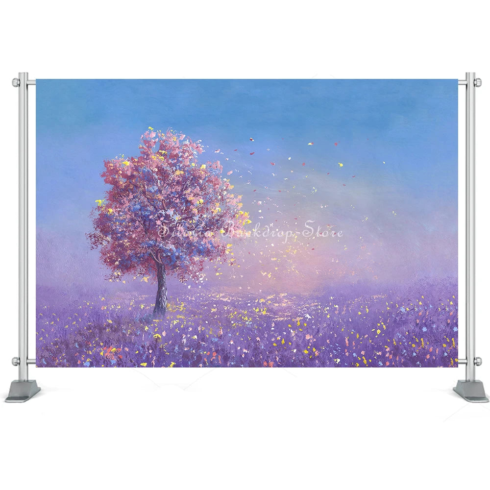 KMK - Watercolour Purple Lavender Field Backdrop