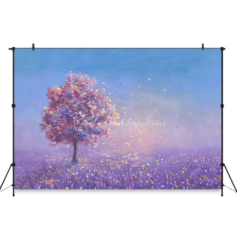 KMK - Watercolour Purple Lavender Field Backdrop