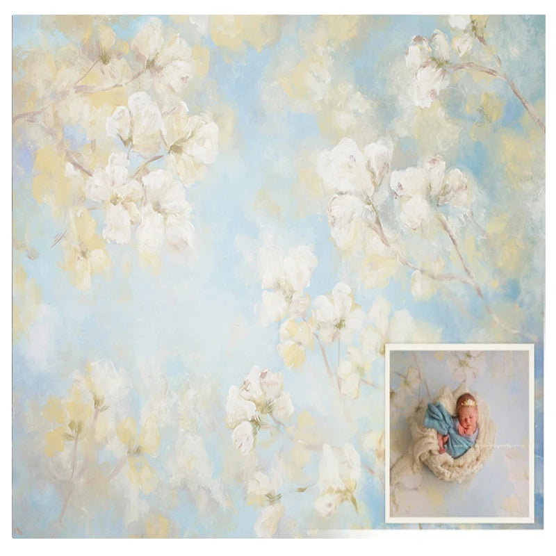 KMK - White Cherry Blossom Watercolour Backdrop