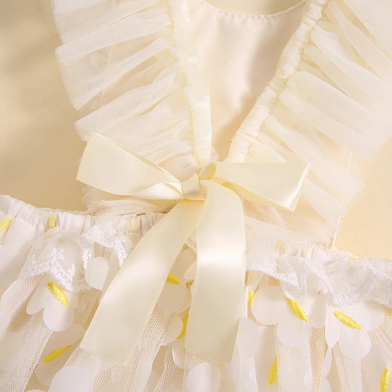 KMK - White Daisy Romper Dress +Headband