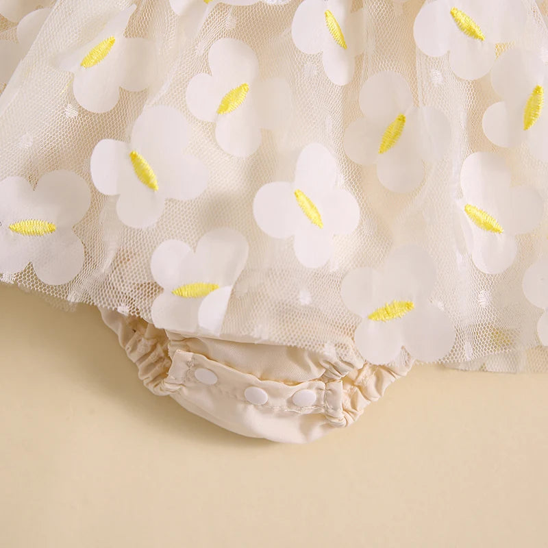 KMK - White Daisy Romper Dress +Headband